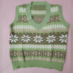 Vintage Green Knit Sweater Vest